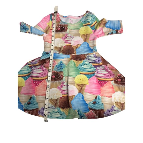Ice cream Print Girls Dress XS 4 The Childrens Place 3/4 Sleeve Polyester/Spande - Picture 7 of 7